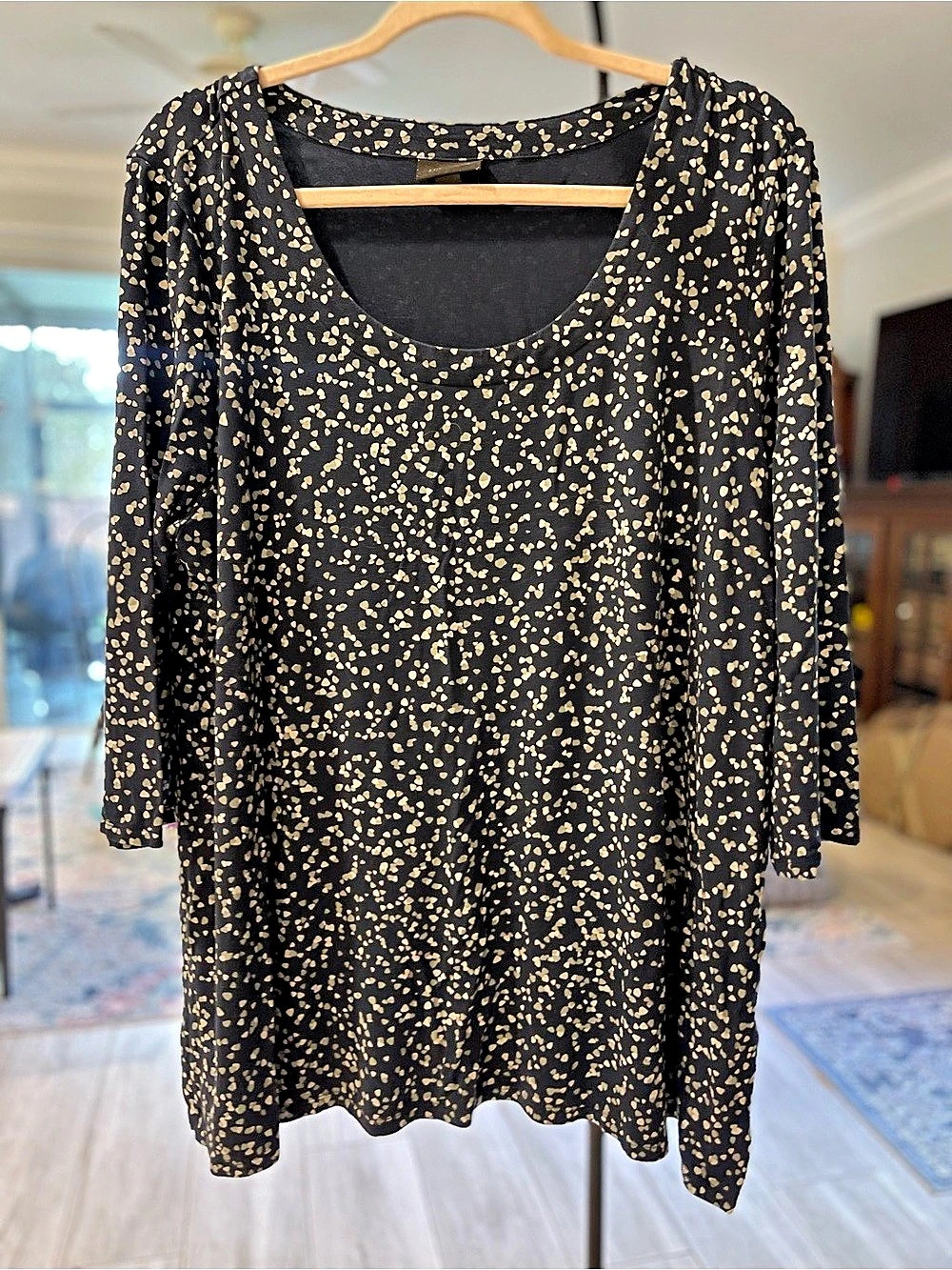 J.Jill Printed Long Sleeve Blouse in Navy & Gray Size 2X